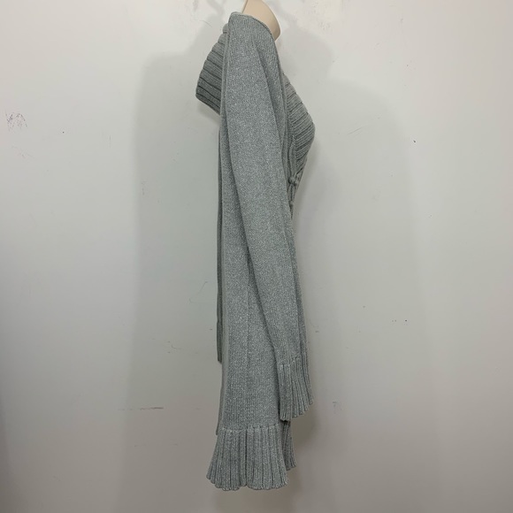 DKNY jeans cable knit v-neck gray silver sweater L - Picture 4 of 8